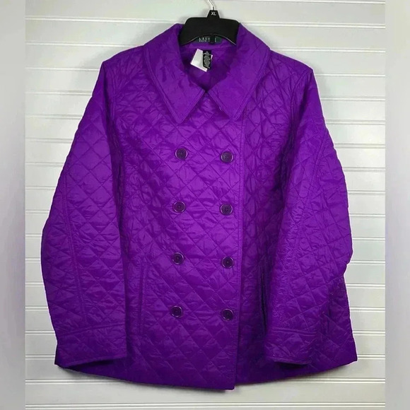 Lauren Ralph Lauren purple/ plum Double Breasted Quilted Jacket size 1X - Picture 1 of 12